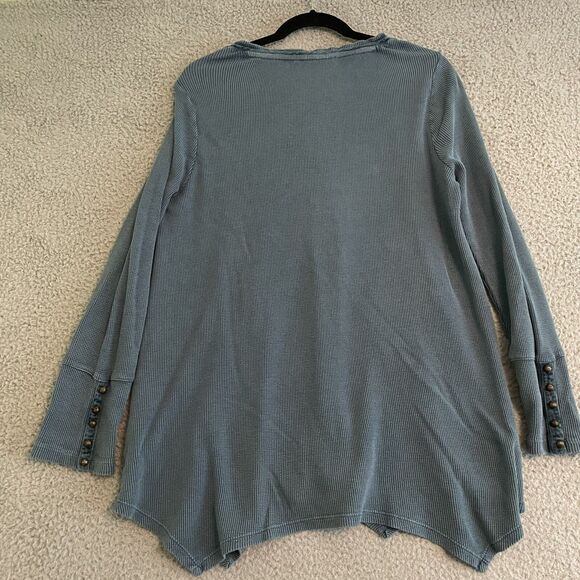 SOFT SURROUNDINGS Gwen Waffle Top Women's Medium Tapestry Blue Thermal Shirt - Picture 5 of 8